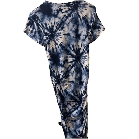 🆕Capella Elegant Blue Tie-Dye Midi Bodycon Stretch Casual Summer/Spring Dress 1X - Picture 2 of 5